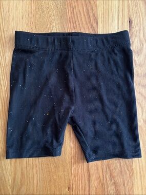 2T Young Hearts Black Sparkly Ribbed Bike Shorts